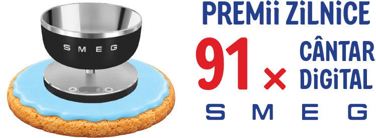 Premii zilnice: 91 x Cântar digital SMEG