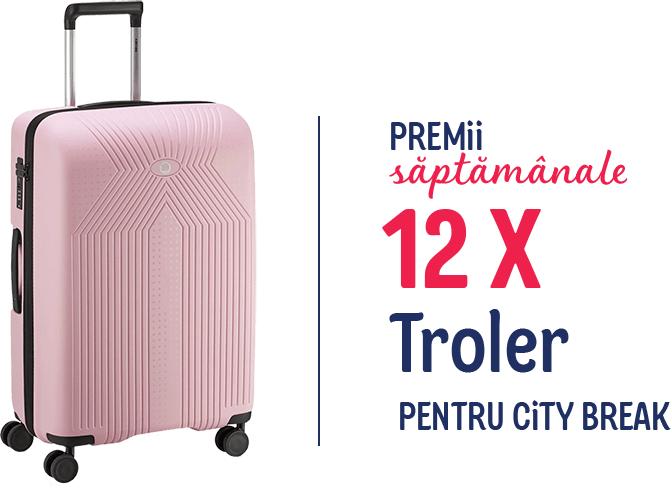 Premii săptămânale: 12 x troler pentru city break